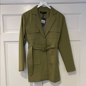 Blazer with Belted Waist and Oversized Fit